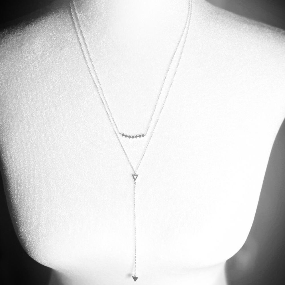 Gorjana Women's Double Strand Pendant Necklace Silver Tone Chain Lobster Closure